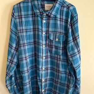 Vintage Re-Mastered by Cotton On Mens XL turquoise plaid long sleeved shirt